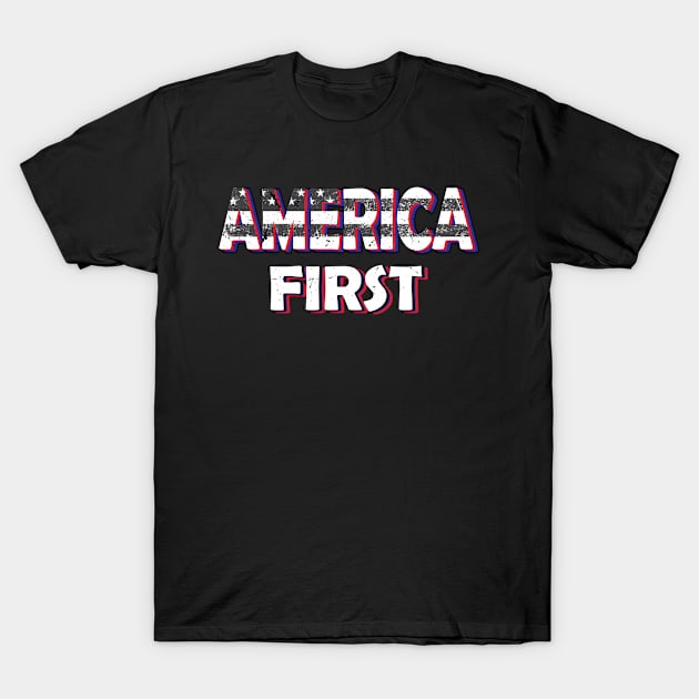 America first USA American patriot flag Memorial Day vintage T-Shirt by Marcekdesign